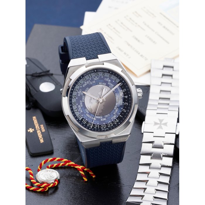 VACHERON CONSTANTIN | OVERSEAS WORLD TIME, REF.7700V/110A-B172, A STAINLESS STEEL WORLD TIME WRISTWATCH WITH BRACELET, CIRCA 2016