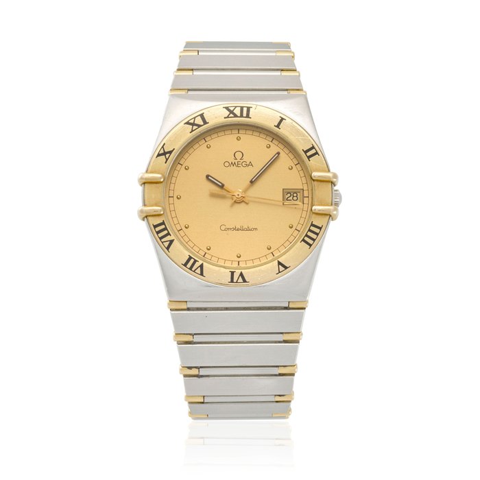 OMEGA. A STAINLESS-STEEL AND GOLD CALENDAR BRACELET WATCH Constellation, Ref: 396.1070.1,