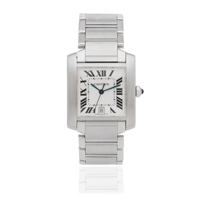 Cartier Cartier. A stainless steel automatic calendar bracelet watch Tank Française, Ref: 2302, Circa 2000
