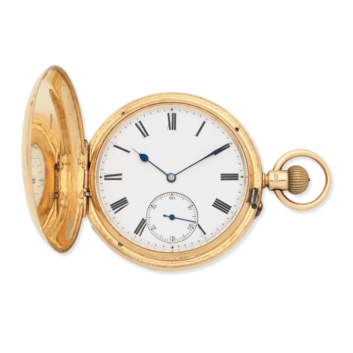 William Bent, London. An 18K gold keyless wind full hunter pocket watch Chester Hallmark for 1898