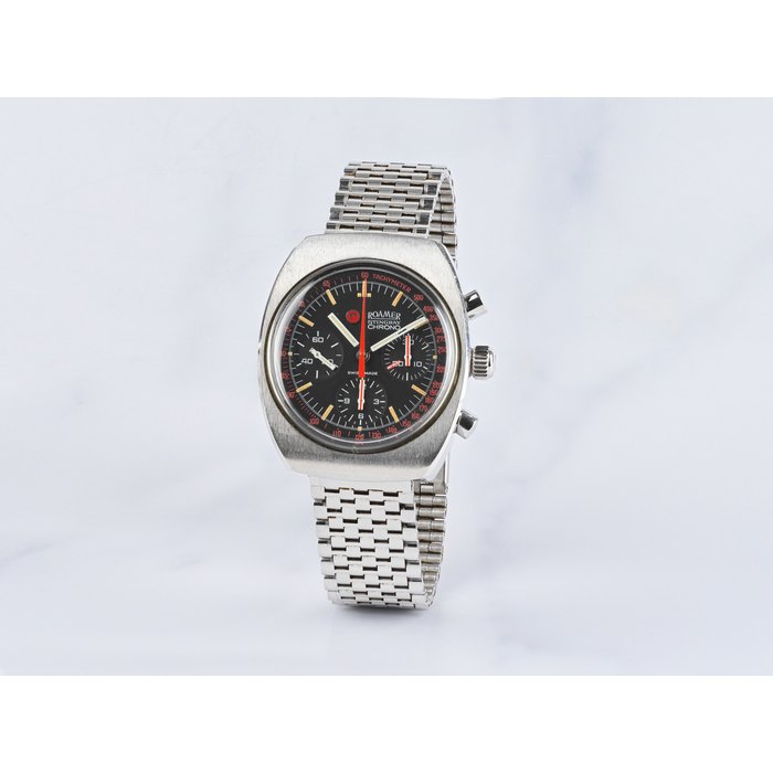 Roamer. Chronographe bracelet en acier mouvement mécanique Roamer. A stainless steel manual wind chronograph bracelet watch Stingray, Ref: 726-9120.602, Circa 1970