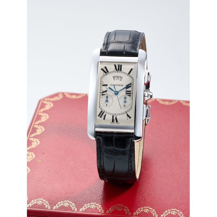 Cartier CARTIER | TANK AMÉRICAINE, REF. 2569, A WHITE GOLD CHRONOGRAPH WRISTWATCH WITH DATE, CIRCA 2009, Price & Market Data