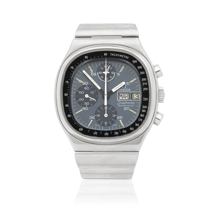 Omega. A stainless steel automatic calendar chronograph bracelet watch Speedmaster Automatic, Ref: 176.0014/376.0805, Circa 1975