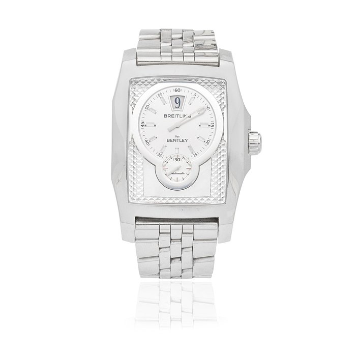 Breitling for Bentley. A stainless steel automatic rectangular bracelet watch with jump hour Flying B, Ref: A28362, Purchased 20th January 2007