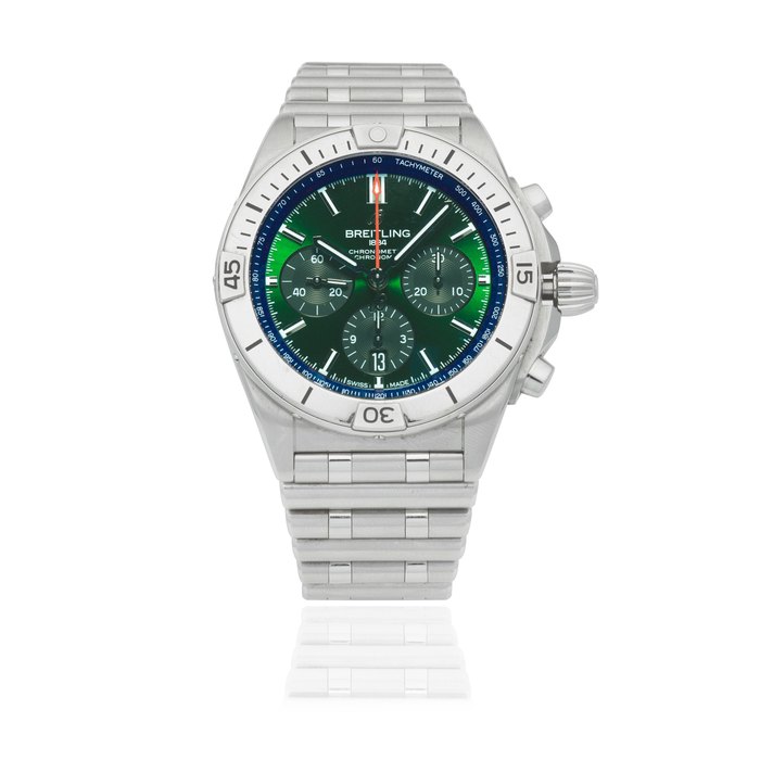 Breitling. A stainless steel automatic calendar chronograph bracelet watch Chronomat, Ref: AB0134, Recent