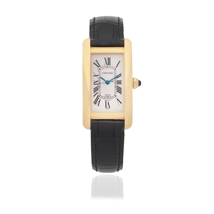 Cartier. An 18K gold automatic calendar wristwatch Tank Américaine, Ref: 2483, Circa 2000
