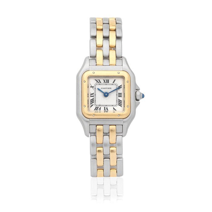 Cartier Cartier. A lady's stainless steel and gold quartz bracelet watch Panthère, Ref: 1120, Circa 1990