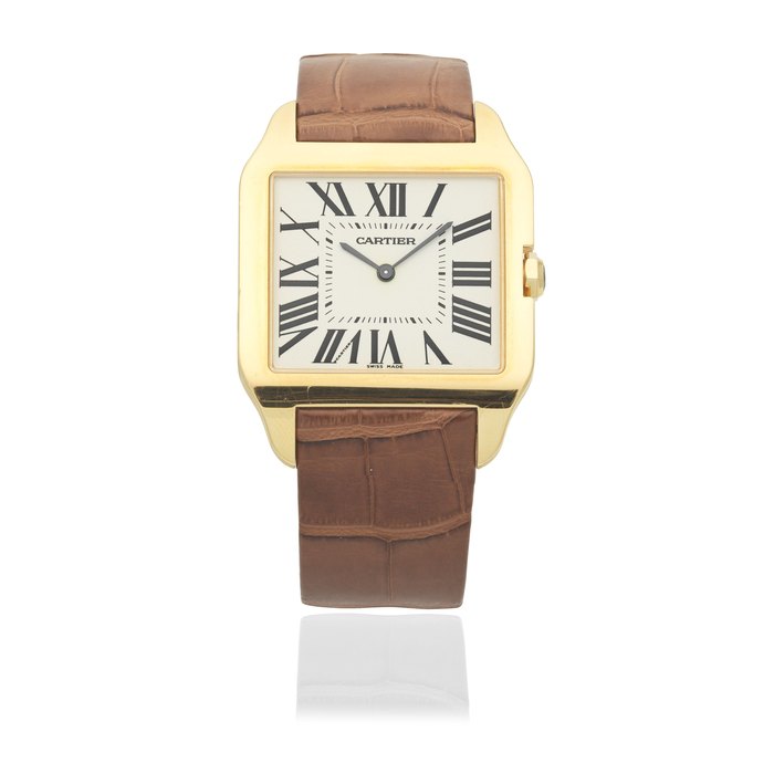 Cartier. An 18K gold manual wind rectangular wristwatch Santos Dumont, Ref: 2649, Purchased 30th September 2013