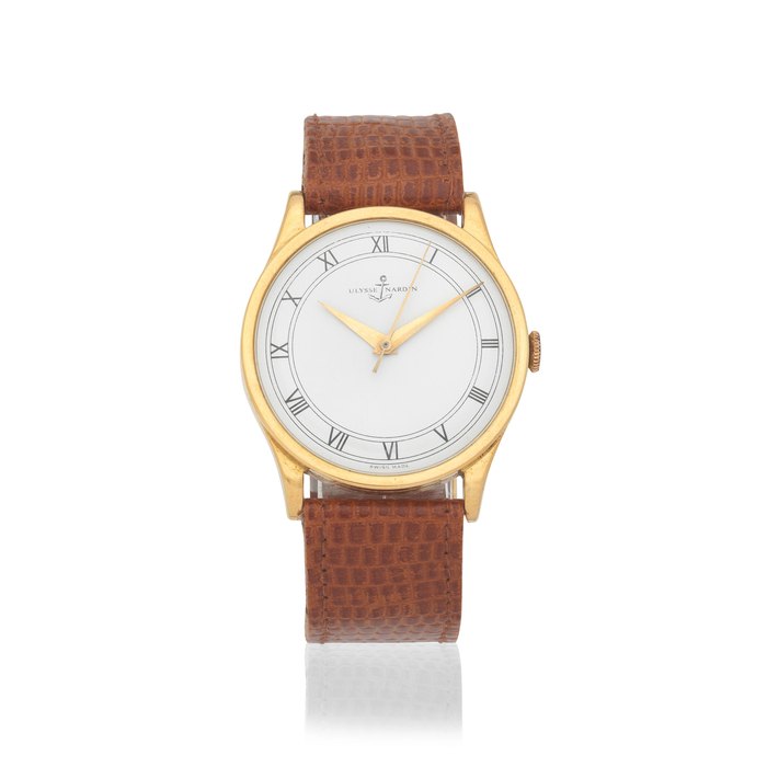 Ulysse Nardin. An 18K gold manual wind wristwatch Circa 1950