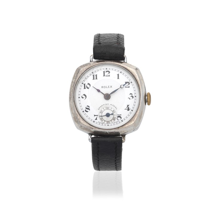 Rolex. A chrome plated manual wind 'trench' style wristwatch Sporting Model, Ref: 61739, Circa 1930
