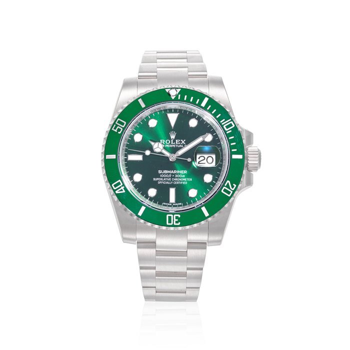 Rolex ROLEX. A STAINLESS STEEL AUTOMATIC CALENDAR BRACELET WATCH Submariner "Hulk", Ref: 116610LV, c.2018 · 116610LV