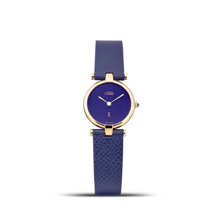 CARTIER | MUST DE CARTIER - VENDÔME, A GOLD-PLATED WRISTWATCH WITH LAPIS LAZULI DIAL, CIRCA 1990