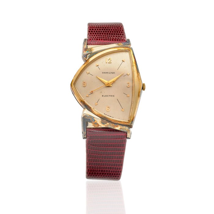 HAMILTON. AN UNUSUAL 10K GOLD FILLED ELECTRICAL WRISTWATCH Ventura, c.1950s