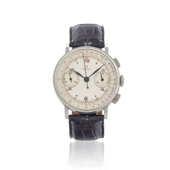 OMEGA. A RARE STAINLESS STEEL CHRONOGRAPH WRISTWATCHRef: Cal. 33.3, c.1944