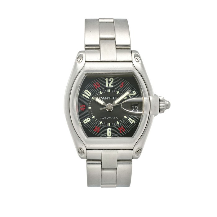 CARTIER. A STAINLESS STEEL AUTOMATIC CALENDAR BRACELET WATCH Roadster, Ref: 2510, Purchased 21st August, 2002