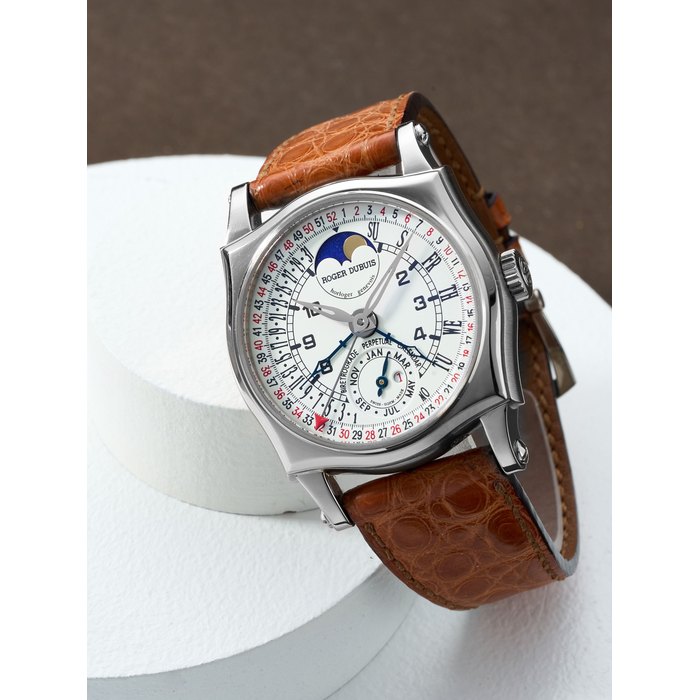ROGER DUBUIS | SYMPATHIE - QUANTIEME PERPETUAL, A LIMITED EDITION WHITE GOLD BI-RETROGRADE PERPETUAL CALENDAR WRISTWATCH WITH MOON-PHASES AND LEAP YEAR INDICATION, CIRCA 2000