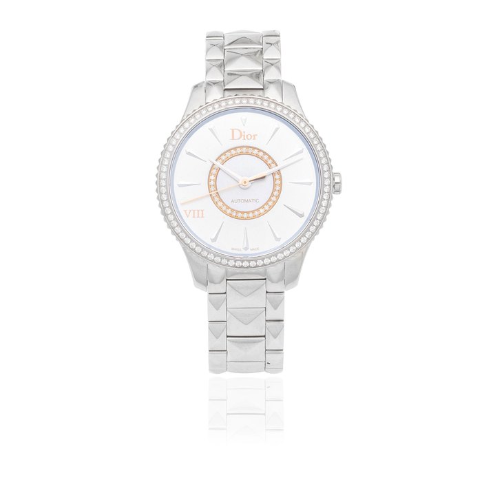 Dior. A lady's stainless steel and diamond set automatic bracelet watch VIII Montaigne, Ref: DVIIIM36A, Purchased 22nd July 2020
