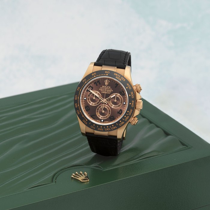 Rolex. A fine 18K 'Everose' gold automatic chronograph wristwatch Cosmograph Daytona, Ref: 116515LN, Circa 2015