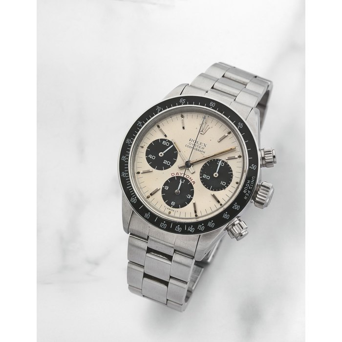 Rolex. Rare chronographe bracelet en acier mouvement mécanique Rolex. A rare stainless steel manual wind chronograph bracelet watch Cosmograph Daytona, Ref: 6263, Purchased 7th May 1984