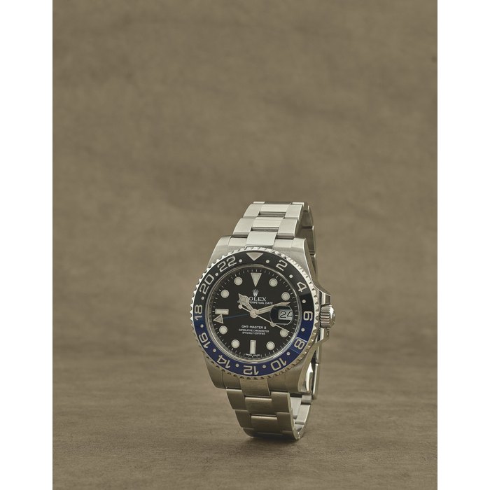 Rolex. Montre bracelet en acier avec date et 2nd fuseau horaire mouvement automatique Rolex. A stainless steel automatic calendar bracelet watch with dual time zone GMT-Master II 'Batman', Ref: 116710BLNR, Circa 2015
