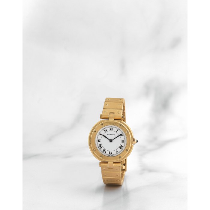Cartier. Montre bracelet de dame en or jaune 18K (750) mouvement quartz Cartier. A lady's 18K gold quartz bracelet watch Santos Vendôme Ronde, Ref: 8191, Circa 1980