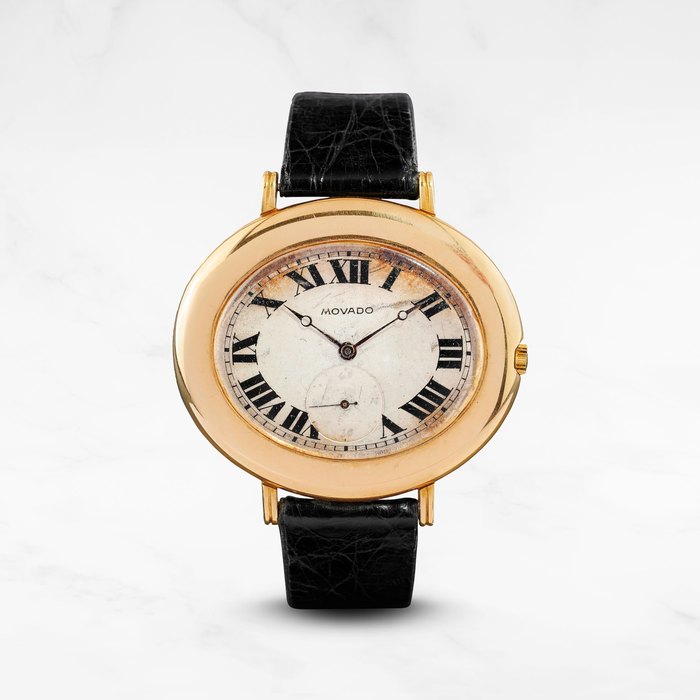 Breguet Movado. Rare montre bracelet surdimensionnée en or jaune 18K (750) de forme ovale mouvement mécanique Movado. A rare and unusual oversized 18K gold manual wind oval wristwatch Grand Ellipse, Ref: 5479, Circa 1960
