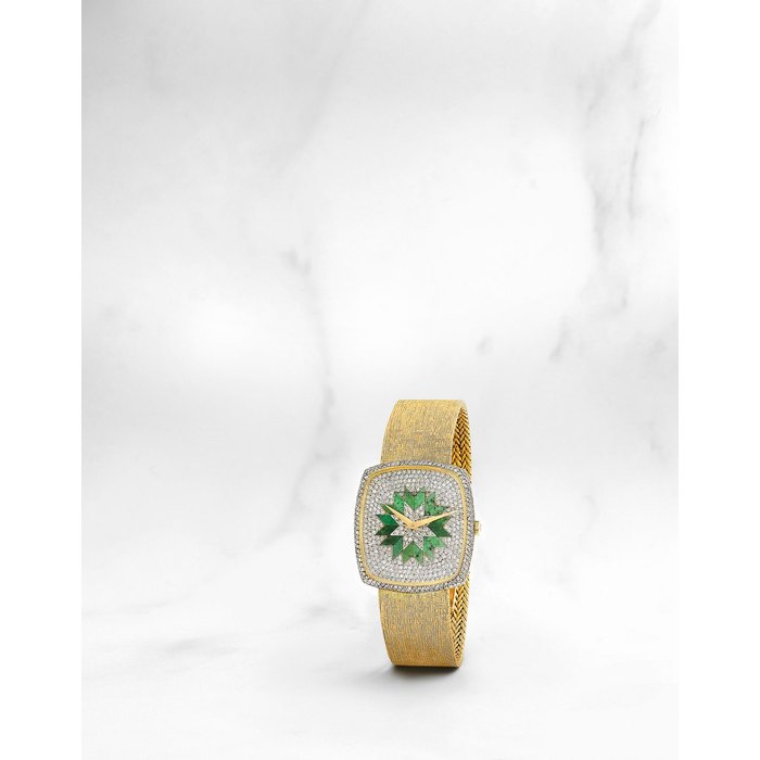 Vacheron Constantin. Montre bracelet en or jaune 18K (750) sertie de diamants et cadran en aventurine mouvement mécanique Vacheron Constantin. An 18K gold and diamond set manual wind bracelet watch with aventurine set dial Ref: 2168 RE, Circa 1970