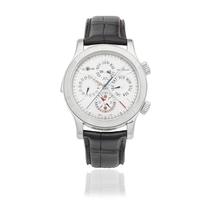 Jaeger-LeCoultre Jaeger-LeCoultre. A stainless steel automatic perpetual calendar wristwatch with alarm and moon phase Master Control Grand Reveil, Ref: 149.8.95, Circa 2005