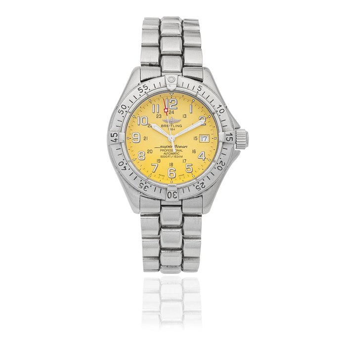 Breitling. A stainless steel automatic calendar bracelet watch with 24 hour indication SuperOcean, Ref: A17345, Purchased 24th September 2018