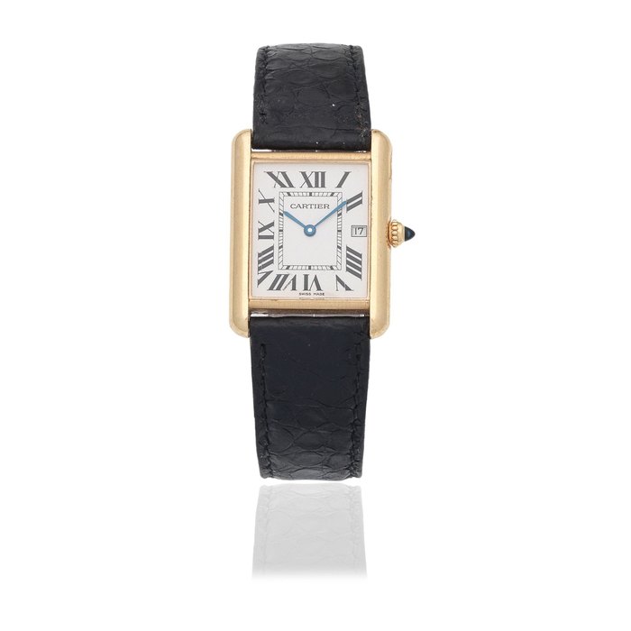 Cartier. An 18K gold quartz rectangular calendar wristwatch Tank, Ref: 2441, Circa 2010