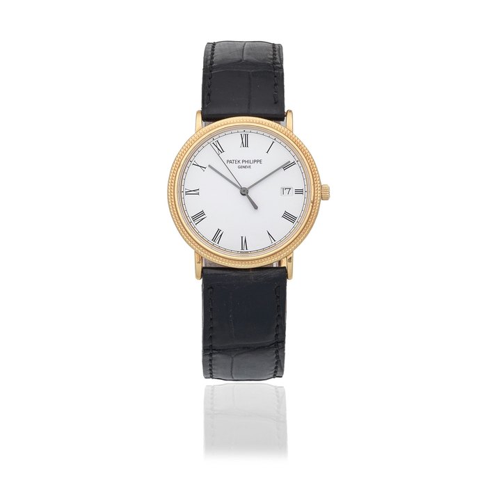 Patek Philippe. An 18K gold quartz calendar wristwatch Calatrava, Ref: 3944, Circa 1990