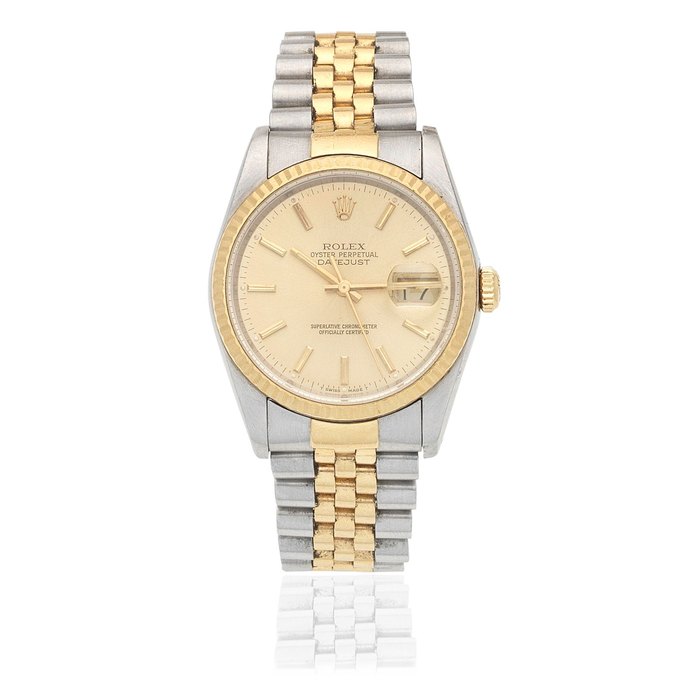 Rolex. A stainless steel and gold automatic calendar bracelet watch Datejust, Ref: 16233/16200, Circa 1988