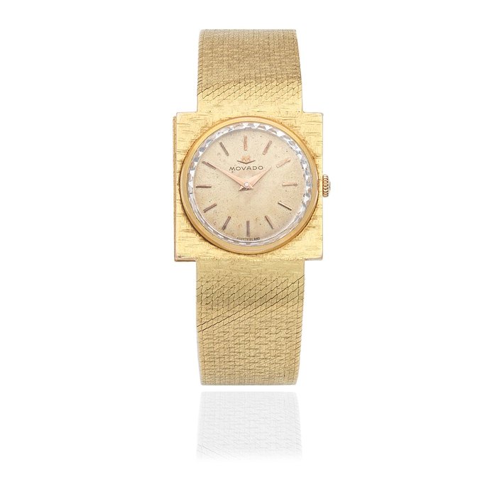 Movado Movado. An 18K gold manual wind square bracelet watch Circa 1960, Price & Market Data