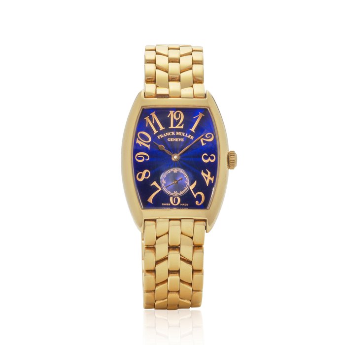 FRANCK MULLER. AN 18K GOLD MANUAL WIND BRACELET WATCH Cintree Curvex, Ref: 1750 S6 PM, Purchased 3rd March, 1994