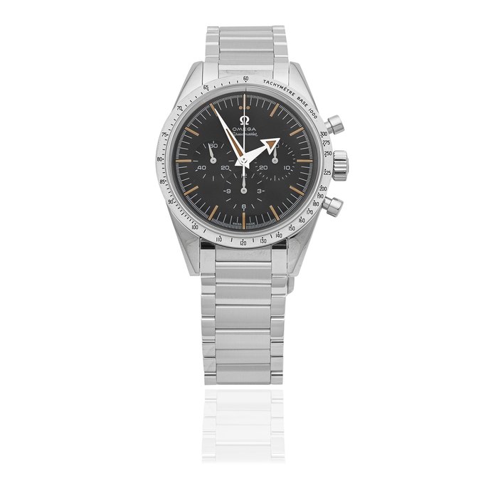 Omega. A Limited Edition stainless steel manual wind chronograph bracelet watch Speedmaster, Limited Edition Trilogy 1957, Ref: 31110393001001, Limited Edition No.1201/3557, Purchased 7th December 2017