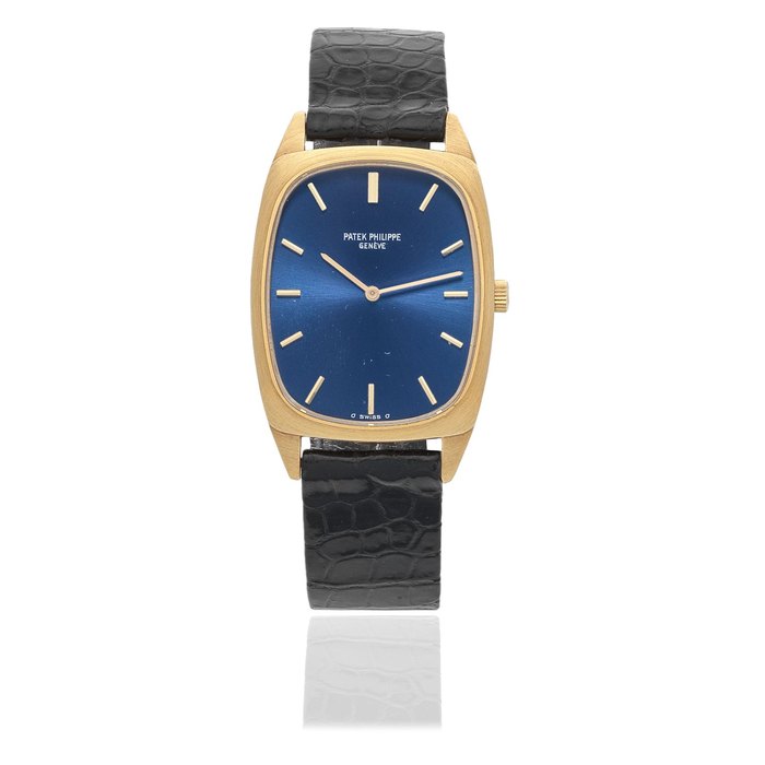 Patek Philippe. An 18K gold manual wind rectangular wristwatch with sigma dial Ellipse, Ref: 3567, Circa 1980