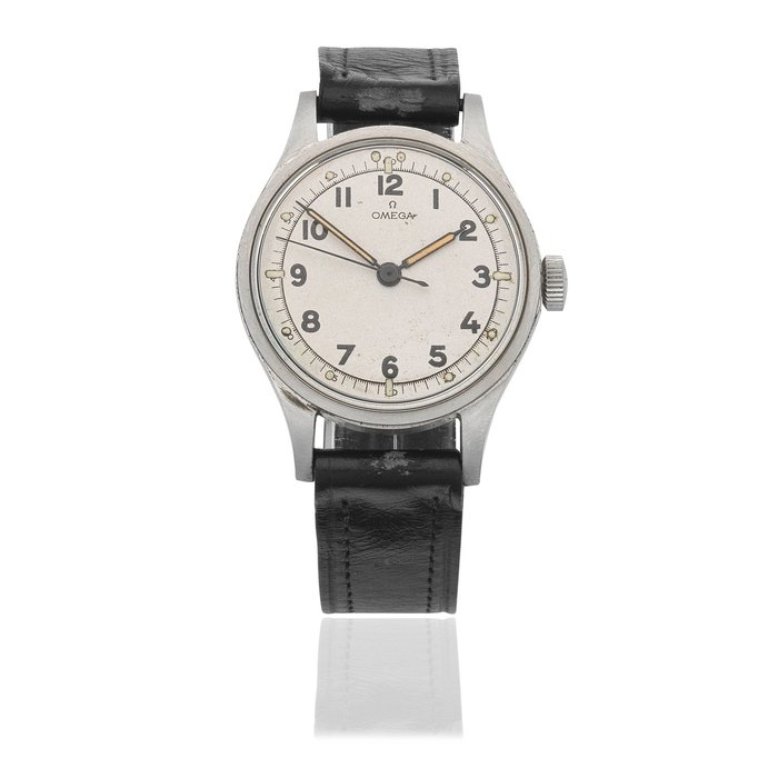 Omega. A stainless steel manual wind wristwatch Ref: 2777, Circa 1950