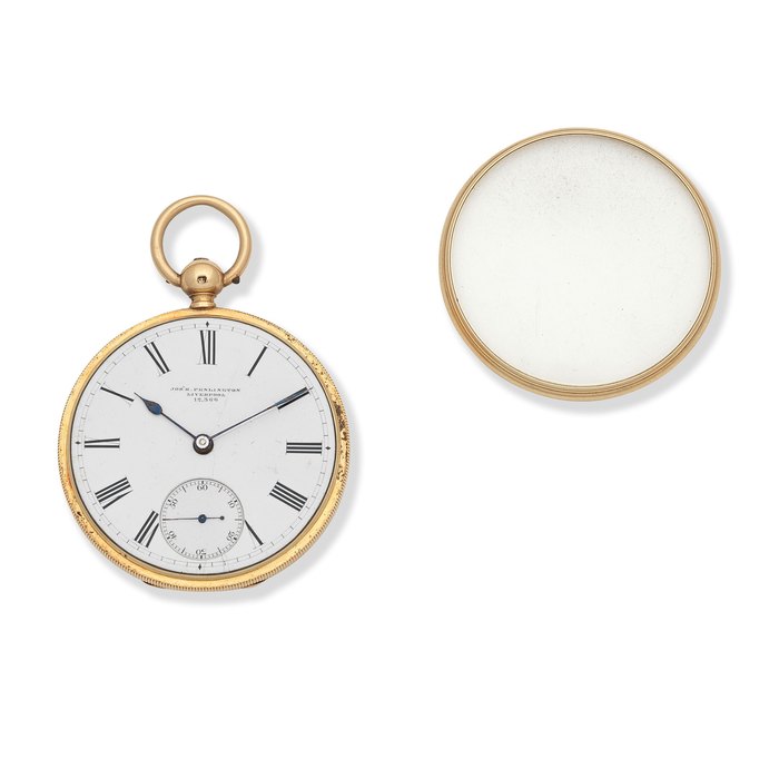  Joseph Penlington, Liverpool. An 18K gold key wind open face pocket watch London Hallmark for 1866, Price & Market Data