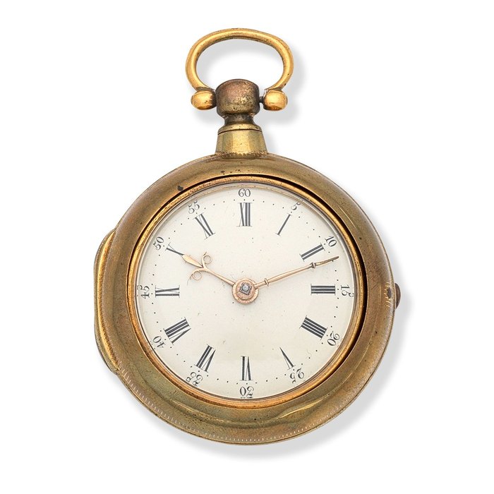 Thomas Gardner, London. A gilt metal key wind pair case pocket watch Circa 1750