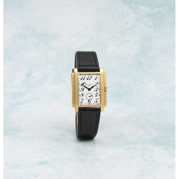 Patek Philippe. An 18K gold manual wind rectangular wristwatch Gondolo, Ref: 5024, Purchased 20th August 1994