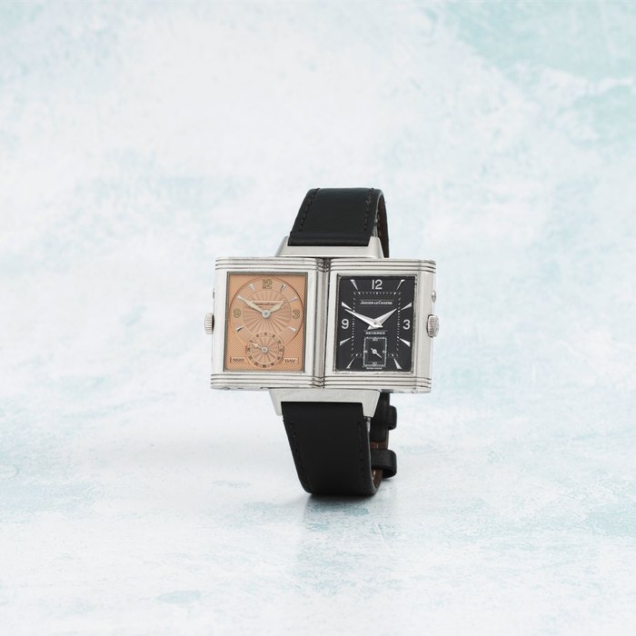 Jaeger-LeCoultre. An 18K white gold manual wind reversible wristwatch with 24 hour indication Reverso Night & Day, Ref: 270.3.54, Purchased 22nd August 1998