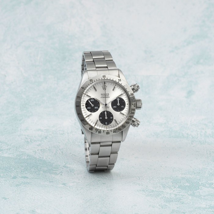 Rolex Rolex. A fine stainless steel manual wind chronograph bracelet watch with sigma dial Cosmograph Daytona, Ref: 6265, Purchased 4th November 1981 · 6265