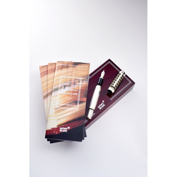MONTBLANC | HOMAGE A J.P.MORGAN, REF. 28755, A FINE NEW OLD STOCK, PATRON OF ART LIMITED EDITION SILVER AND CARBON FIBRE FOUNTAIN PEN