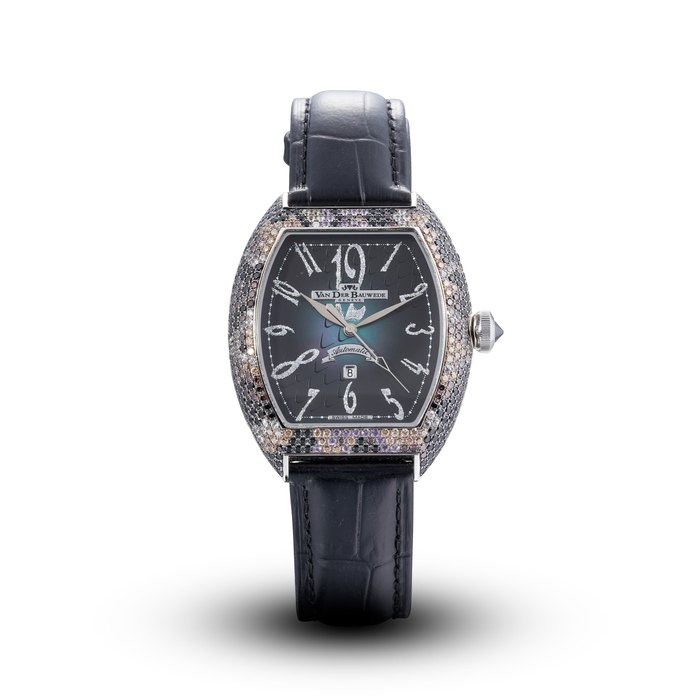  VAN DER BAUWEDE | PURPLE SNAKE MAGNUM, REF. 0017202, A STAINLESS STEEL AND MULTICOLOURED GEM STONE TONNEAU WRISTWATCH WITH DATE AND FANCY DIAMOND SET DIAL, CIRCA 2010, Price & Market Data