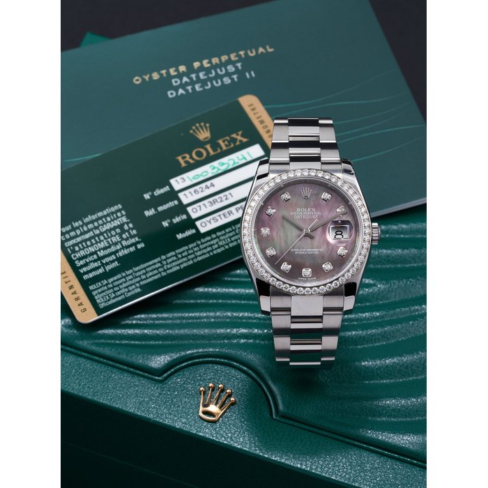 ROLEX | DATEJUST, REF. 116244, A FINE STAINLESS STEEL, WHITE GOLD AND DIAMOND, OYSTER PERPETUAL BRACELET WATCH WITH DATE, MOTHER-OF-PEARL DIAL AND DIAMOND NUMERALS, 2014