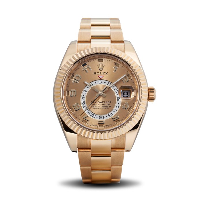 ROLEX | SKY-DWELLER, REF. 326938, A FINE 18K YELLOW GOLD ANNUAL CALENDAR TWO TIMEZONE BRACELET WATCH WITH DATE, CIRCA 2019