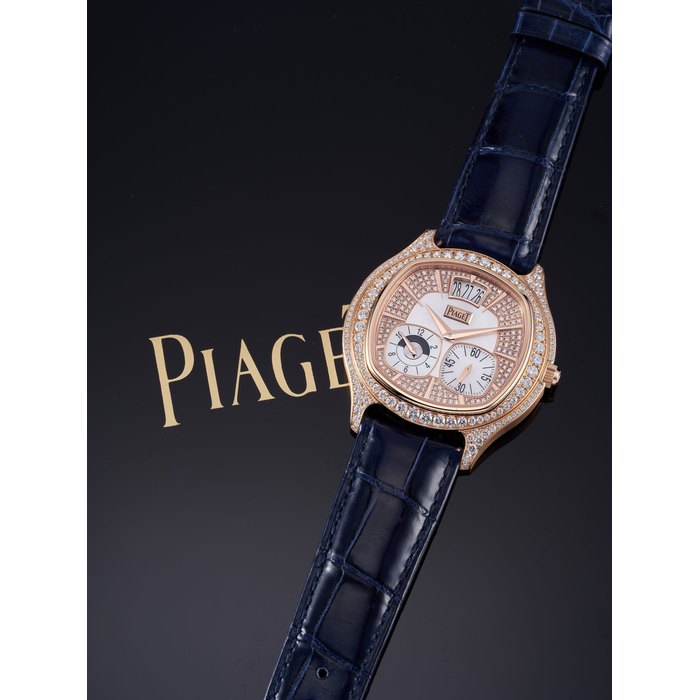 PIAGET | EMPERADOR, REF. GOA32020, A FINE LIMITED EDITION 18K PINK GOLD AND DIAMOND SET TWO TIME ZONE WRISTWATCH WITH DATE AND DIAMOND AND MOTHER-OF-PEARL DIAL, 2013