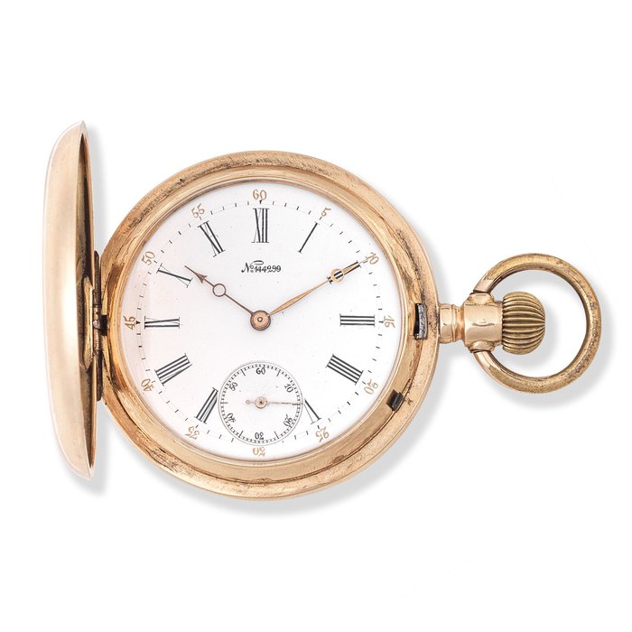 Pateck, Genève. A 14K gold keyless wind full hunter pocket watch Circa 1900
