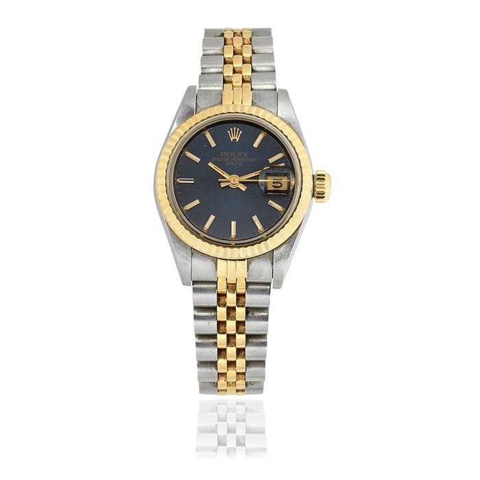 Rolex. A lady's 18K gold and stainless steel automatic calendar bracelet watch Date, Ref: 6517, Circa 1967