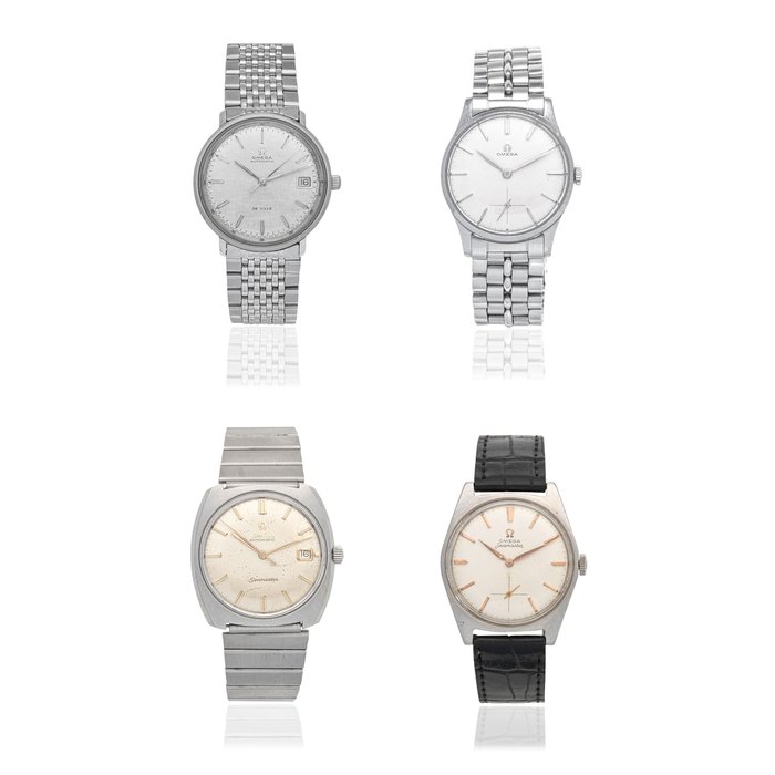 Omega Omega. A lot of four stainless steel watches Various, between circa 1947 and 1960, Price & Market Data